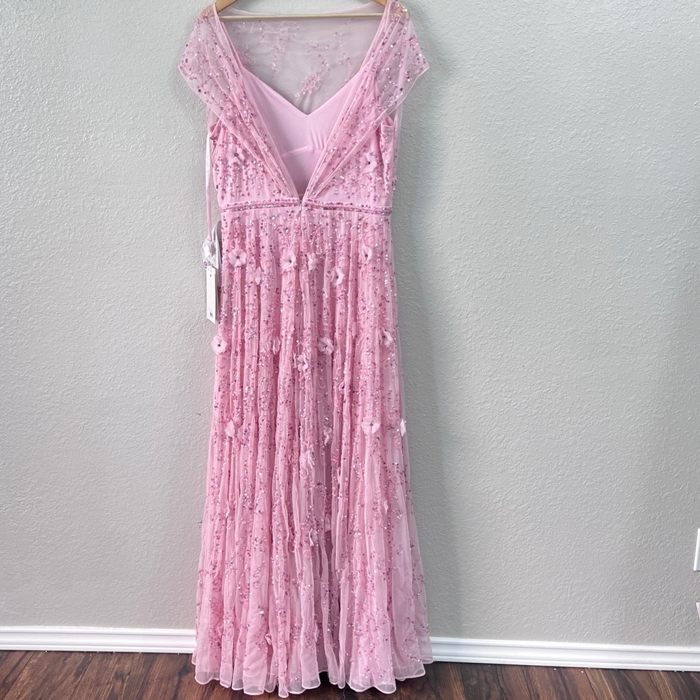 NEW $798 Mac Duggal 93685 Sequin 3D Embellished Cap Sleeves gown size 10 - Picture 9 of 15